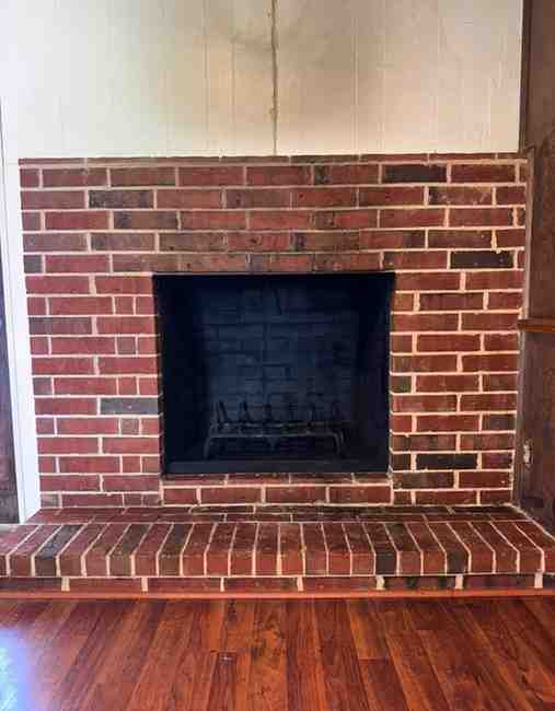 Cleaned brick fireplace and firebox inside a Dayton home